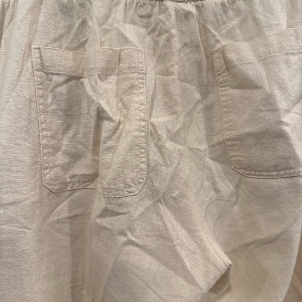 Old Navy Women’s Linen Blend Drawstring Tapered Pants With Cuffs - Picture 4 of 8